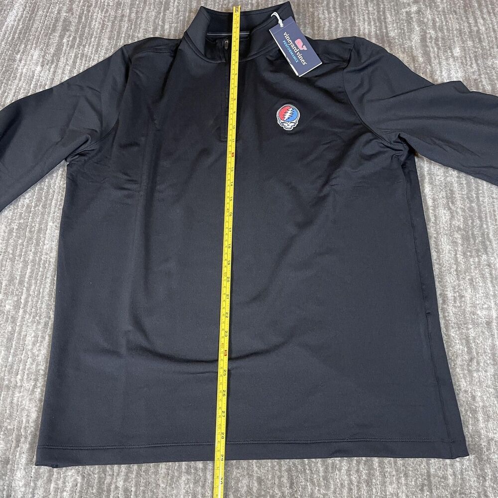 Vineyard Vines Grateful Dead Q-Zip Pullover Mens Medium Black Performance Golf - Picture 7 of 13